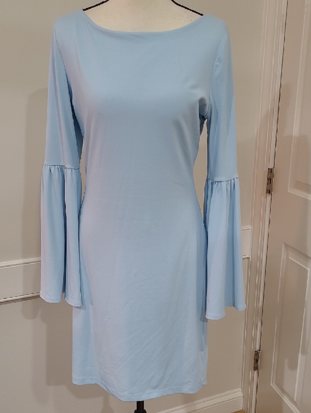 Susana Monaco Light Blue Bell Sleeve Shift Dress - Size M - Picture 2 of 8